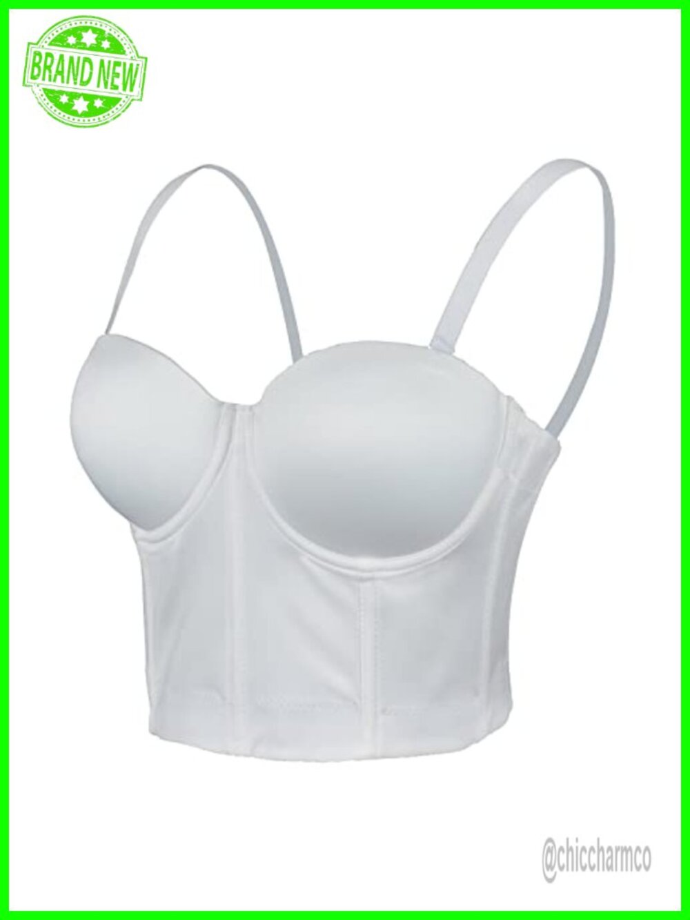 Women Smooth Push Up Bustier Crop Top Corset Bra Detachable Straps
